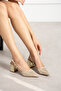 Aurelia Gold Patterned Open Back Evening Dress Heeled Shoes - 3
