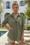 Khaki Shirt Collar Buttoned Long Sleeve Buttoned Casual Muslin Woven Shirt 75 63