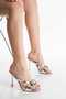 Women's Silver Stone Detailed Thin Heeled Summer Slippers - 3