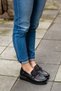 03540 Eren Shoes&Bag Genuine Leather Chain Buckle Flat Sole Casual Shoes Black - 6