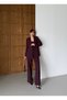 Women's Plum Blazer Jacket Palazzo Pants Suit - 2