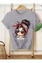 Women's Cartoon Printed Oversize Casual T-Shirt - 2