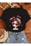 Women's Cartoon Printed Oversize Casual T-Shirt - 2