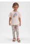Girl's Patterned Leggings and T-Shirt Set Salmon - 03727 - 2