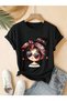 Women's Cartoon Printed Oversize Casual T-Shirt - 4