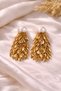 Half Pearl Detailed Gold Fringed Dangle Zara Model Earrings - 2