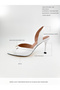 Women's Thin Heeled Shoes with Accessory Detail Genuine White Leather - 6