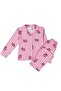 Girls' Pajama Set Pink Strawberry Pattern 100% Cotton Single Jersey Fabric Long Sleeve Shirt Collar - 3