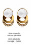 Women's Gold Stone Earrings – Top Disc with a Stone, Hoop Shape Modern Design Dangle Earrings - 2