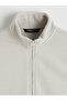 Beige Mock Neck Zippered Men's Fleece Vest - 3