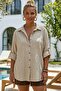 Beige Shirt Collar Buttoned Long Sleeve Buttoned Casual Muslin Woven Shirt 75 63 - 3