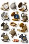 Antique Key and Clock Sticker Set – 3D Realistic Object Stickers |   For Phone, Laptop, Tablet Etc.