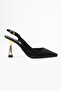 Aura Black Patterned Open Back Evening Dress Heeled Shoes