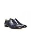 Dark Blue Color Laceless Genuine Leather Men's Shoes