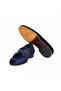 Dark Blue Color Laceless Genuine Leather Velvet Men's Shoes - 3