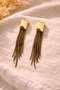 Zara-Style Elegant Earrings with Gold Accents, Dangling Design, Available in Silver and Black, 8 cm - 3