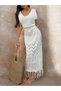 Knitwear Beach Dress Skirt Fringed Openwork Lycra Summer Dress - 6