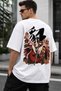 Anime Samurai Girl & Sakura Printed Oversized White T-Shirt – 100% Cotton, Premium Streetwear - 2