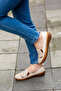 Genuine Leather Saraç Detailed Patterned Daily Soft Shoes Beige