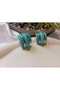 Red Luxury Design Earrings with Gold Color Stripes - 4