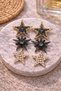 Star Figured Stone Dangle Earrings Gold & Black Stylish Design