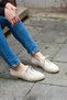 03380 Eren Shoes&Bag Genuine Leather Lace-Up Laser Printed Low Heel Shoes Cream - 8