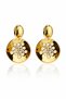 Zarafet Seri̇ Women's Gold Color and Zircon Stone Dangle Plate Earrings - Gold Color Light Metallic Earrings