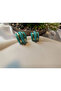 Red Luxury Design Earrings with Gold Color Stripes - 6