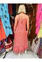 Red Color Avşa Strappy Ruffled Long Bohemian Dress - 4