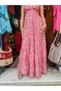 Pink Color Gold Detailed Embroidered Silk Dress with Straps - 3