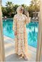 Floral Patterned Layered High Collar Long Dress (Unlined) - 2