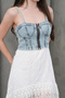 Denim Top Lace Dress Zipper Closure Lined Non-See-Through Design Lycra Denim - 5