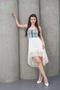 Denim Top Lace Dress Zipper Closure Lined Non-See-Through Design Lycra Denim