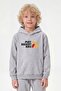 Hooded Print Detailed Boys' Sweatshirt with Kangaroo Pocket - 3