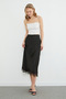 Lace Midi Length Satin Skirt - 4