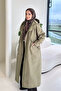 Woné Hooded Trench Coat with Large Pockets - Khaki - 3