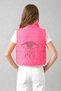 Girl's Pink Stone Printed Stand Collar Puffy Vest - 3
