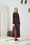 Brown High Collar Dress with Ruffle Detail - 4