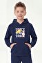 Hooded Print Detailed Boys' Sweatshirt with Kangaroo Pocket - 3
