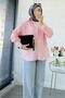 Stripe Pattern Oversize Women's Shirt – Pink - 3