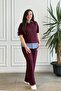Polo Collar Striped Shirt Detailed Short Sleeve Set - 8