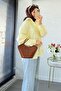 Striped Pattern Oversize Women's Shirt – Yellow - 3