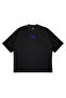 Unisex Women's Men's Art Blue Text Front Printed Oversize Thick Fabric Relaxed Cut Cotton T-Shirt - 3