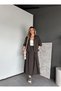Qi̇mene Women's Hooded Zippered Top with Elastic Drawstring Waist and Long Skirt Slim Top and Bottom Two-Piece Set - 3