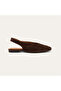 Women's Brown Blunt Toe Suede Leather Ballerinas - 2