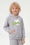 Hooded Print Detailed Boys' Sweatshirt with Kangaroo Pocket - 4