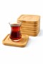 Set of 6 Bamboo Square Tea Plates / Tea Cup Saucers 10 cm - 4