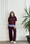 Polo Collar Striped Shirt Detailed Short Sleeve Set - 4