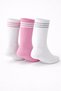 Girls 3 Pairs Crew Length Sports Socks - 3
