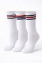 Boys 3 Pairs Cotton rich ribbed Red/Navy Tipped Crew Length Sports Socks